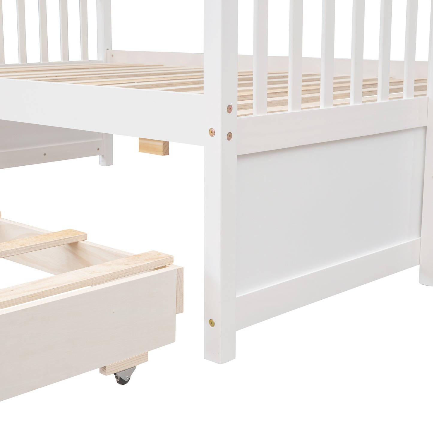 Twin-Over-Full Bunk Bed with Twin size Trundle ; Separable Bunk Bed with Drawers for Bedroom