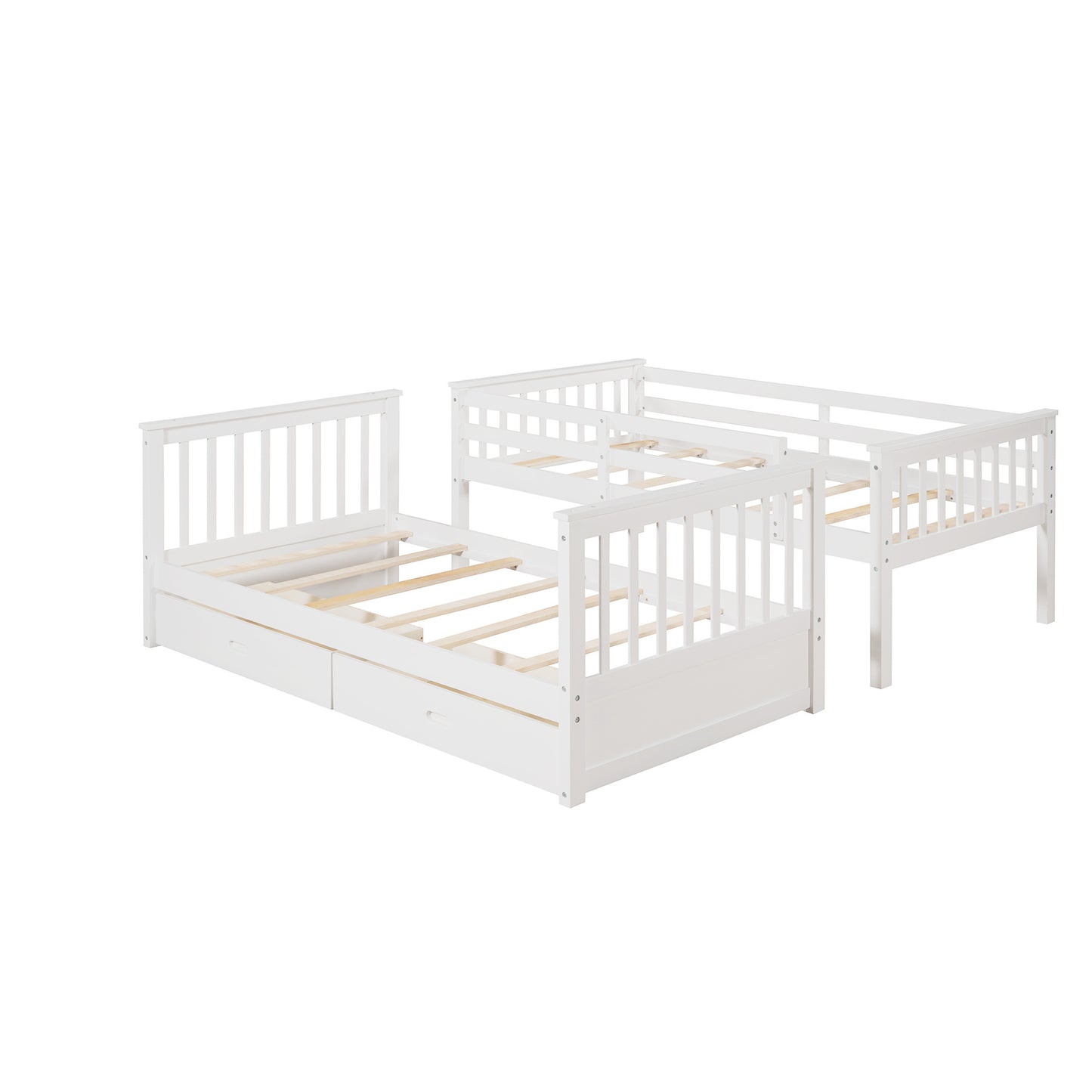 Twin-Over-Twin Bunk Bed with Ladders and Two Storage