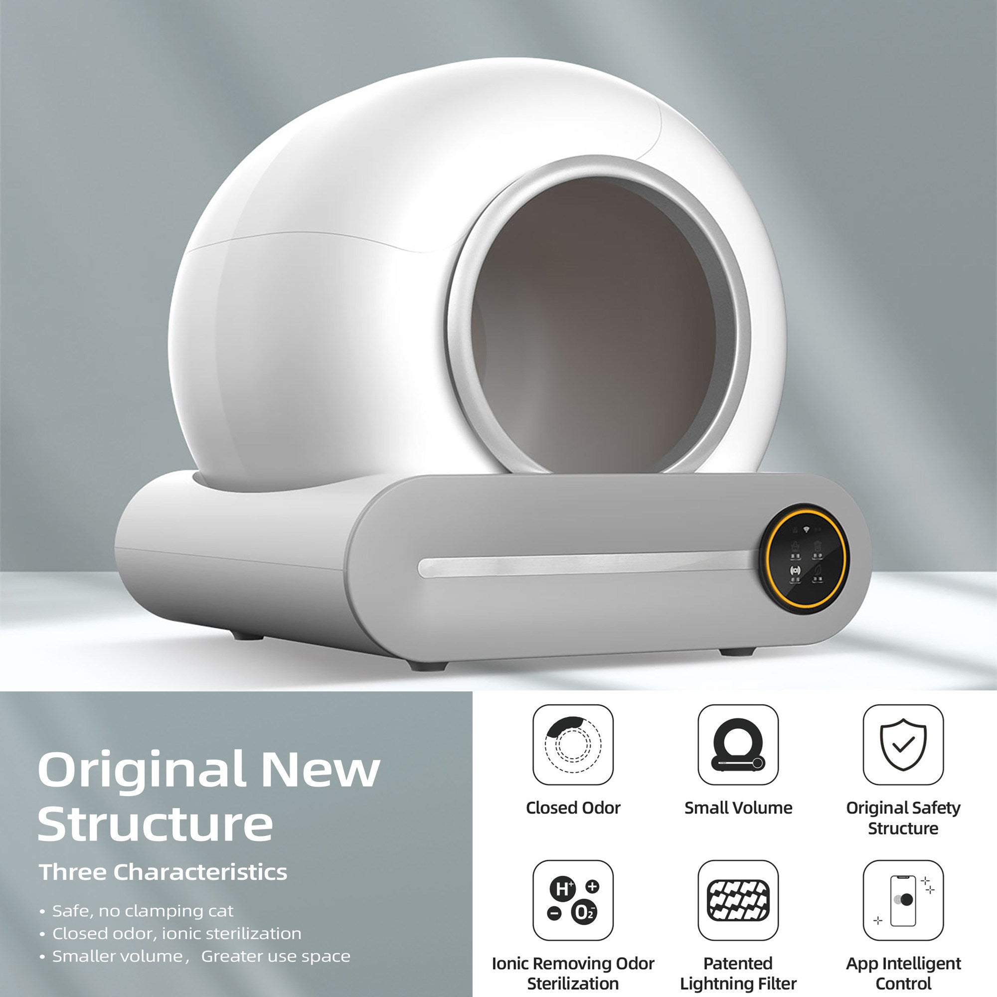 Self-Cleaning Cat Litter Box, Automatic Scooping and Odor Removal, App Control Support 2.4G WiFi, Smart Automatic Cat Litter Box with Liner