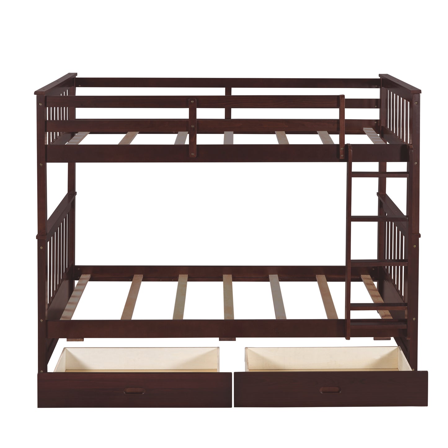 Twin-Over-Twin Bunk Bed with Ladders and Two Storage