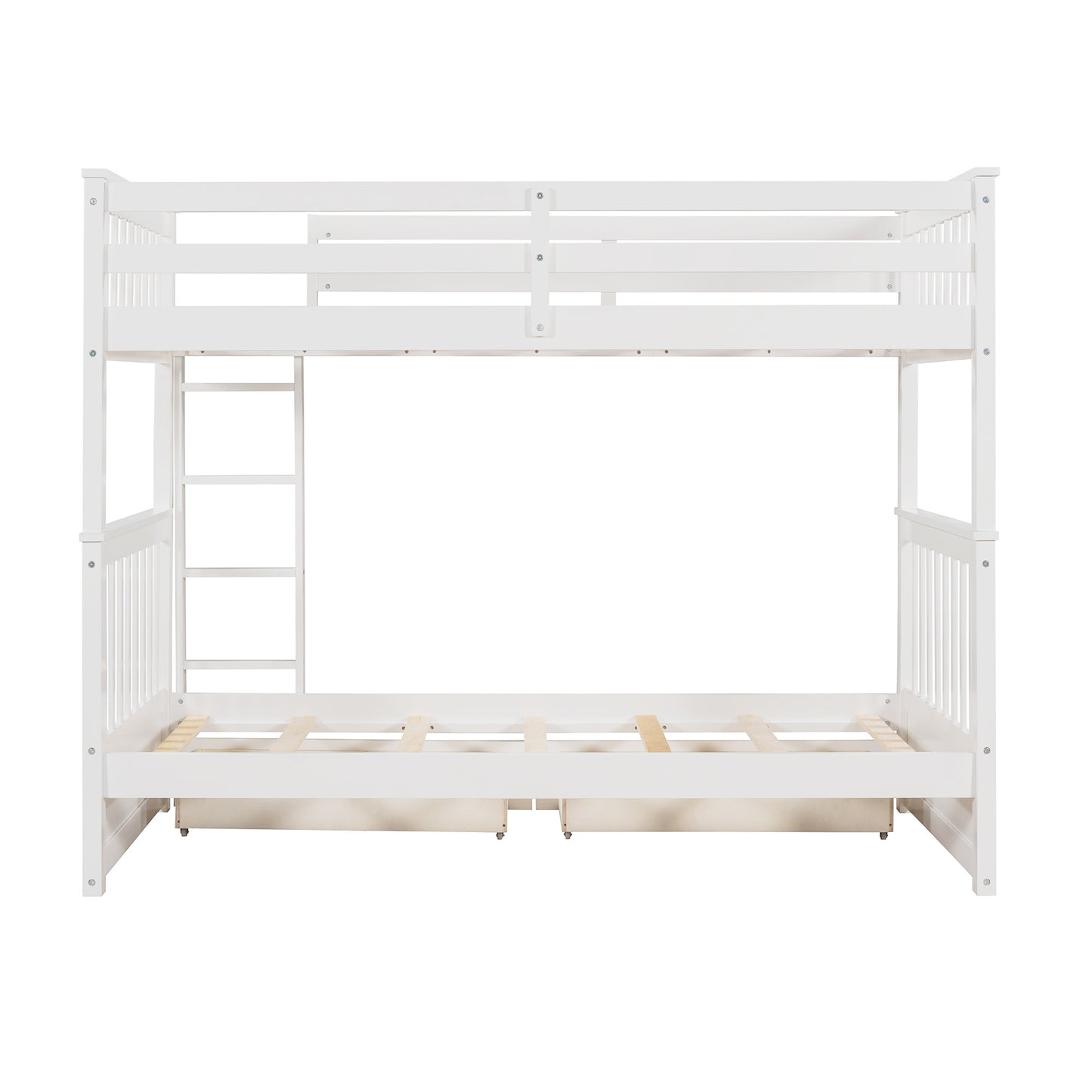 Twin-Over-Twin Bunk Bed with Ladders and Two Storage