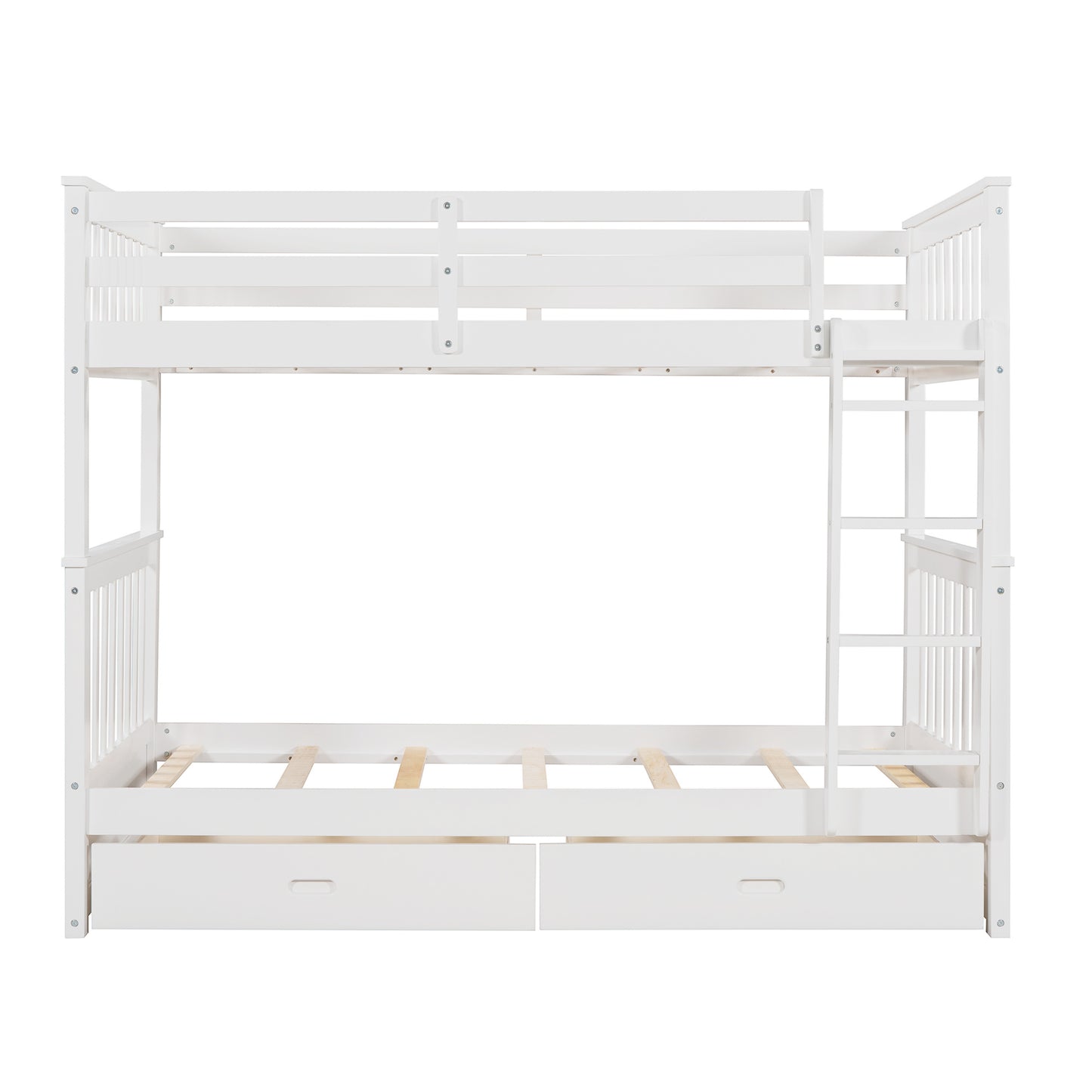 Twin-Over-Twin Bunk Bed with Ladders and Two Storage