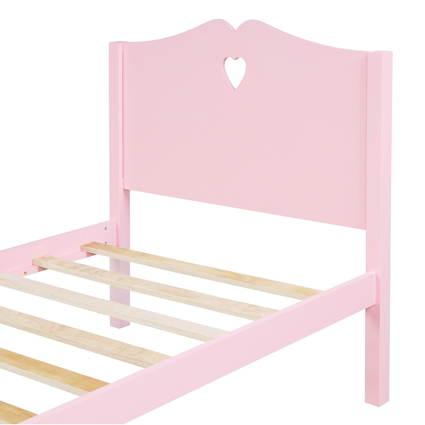 Twin Size Wood Platform Bed with Headboard,Footboard and Wood Slat Support