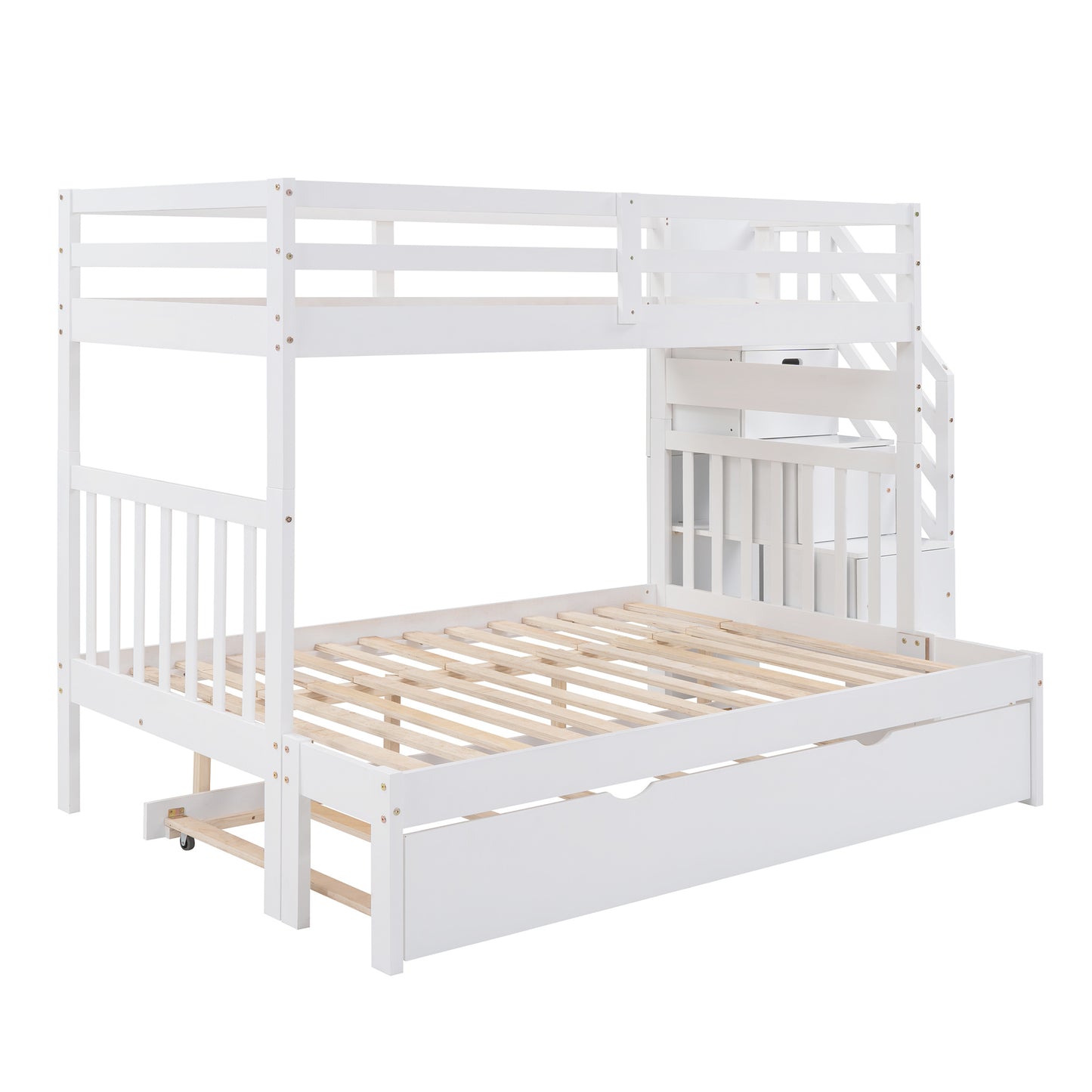 Twin over Twin/Full Bunk Bed with Twin Size Trundle