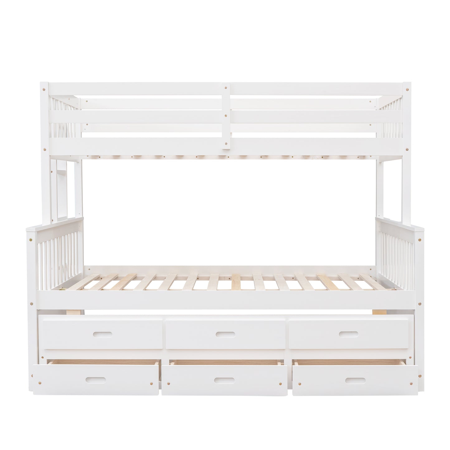 Twin-Over-Full Bunk Bed with Twin size Trundle ; Separable Bunk Bed with Drawers for Bedroom