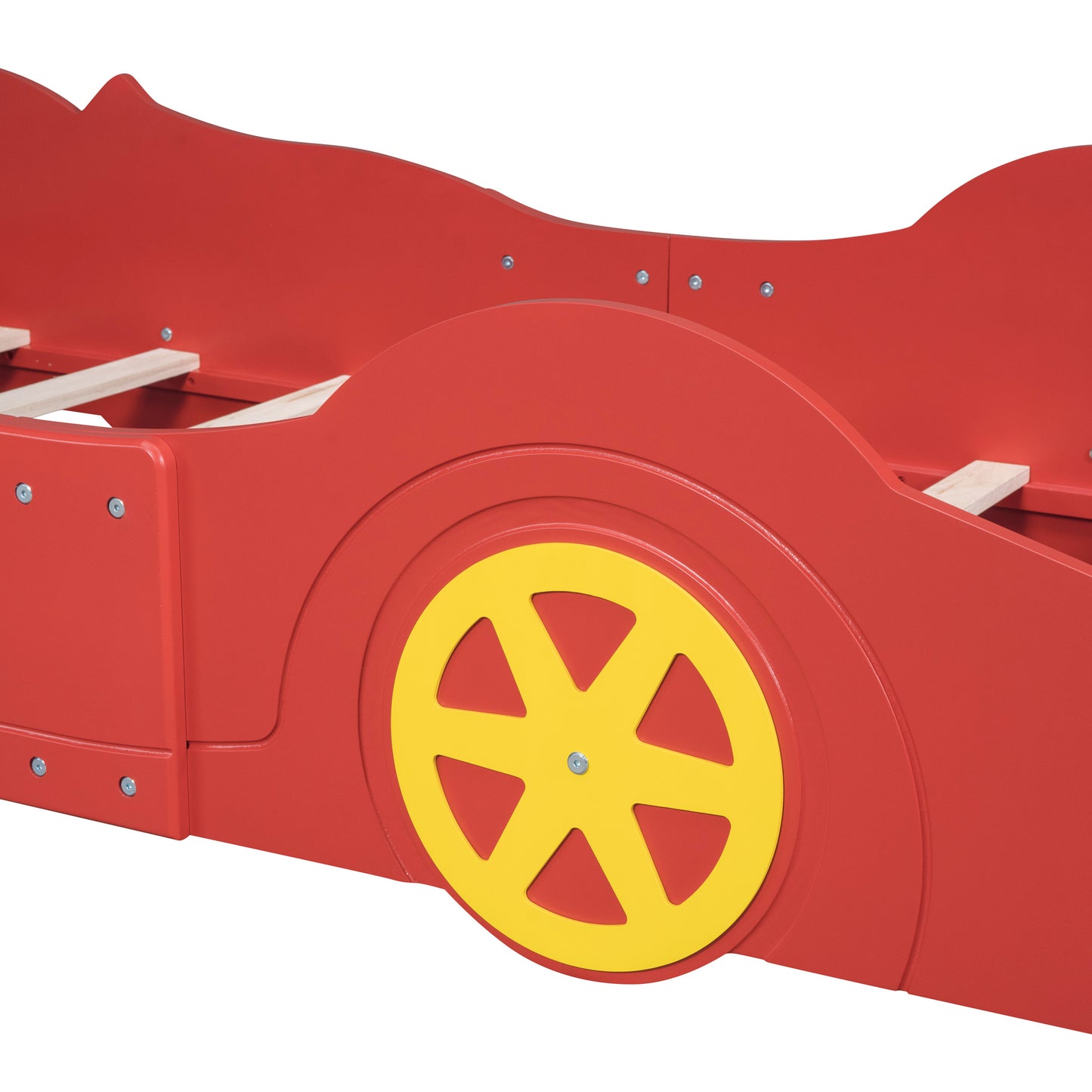 Twin Size Race Car-Shaped Platform Bed with Wheels