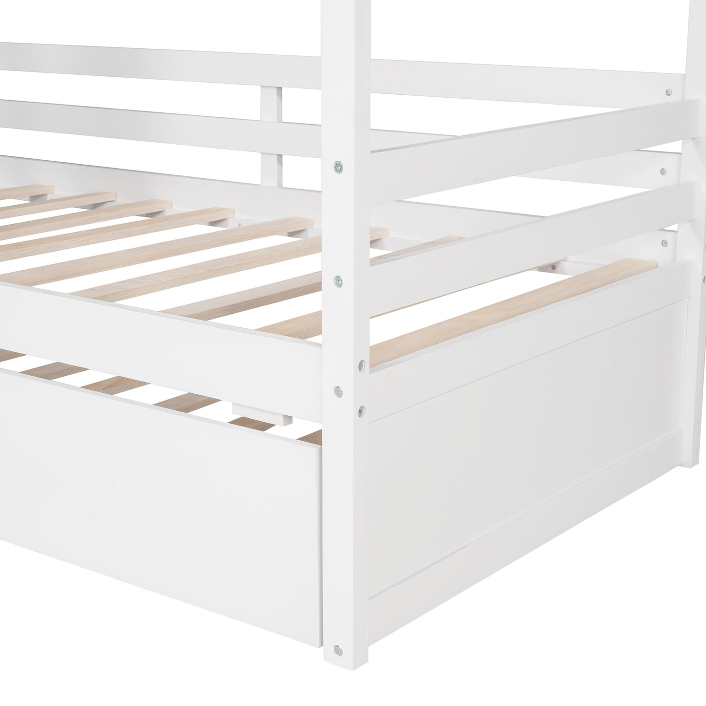 Twin Size House Bed Wood Bed with Twin Size Trundle