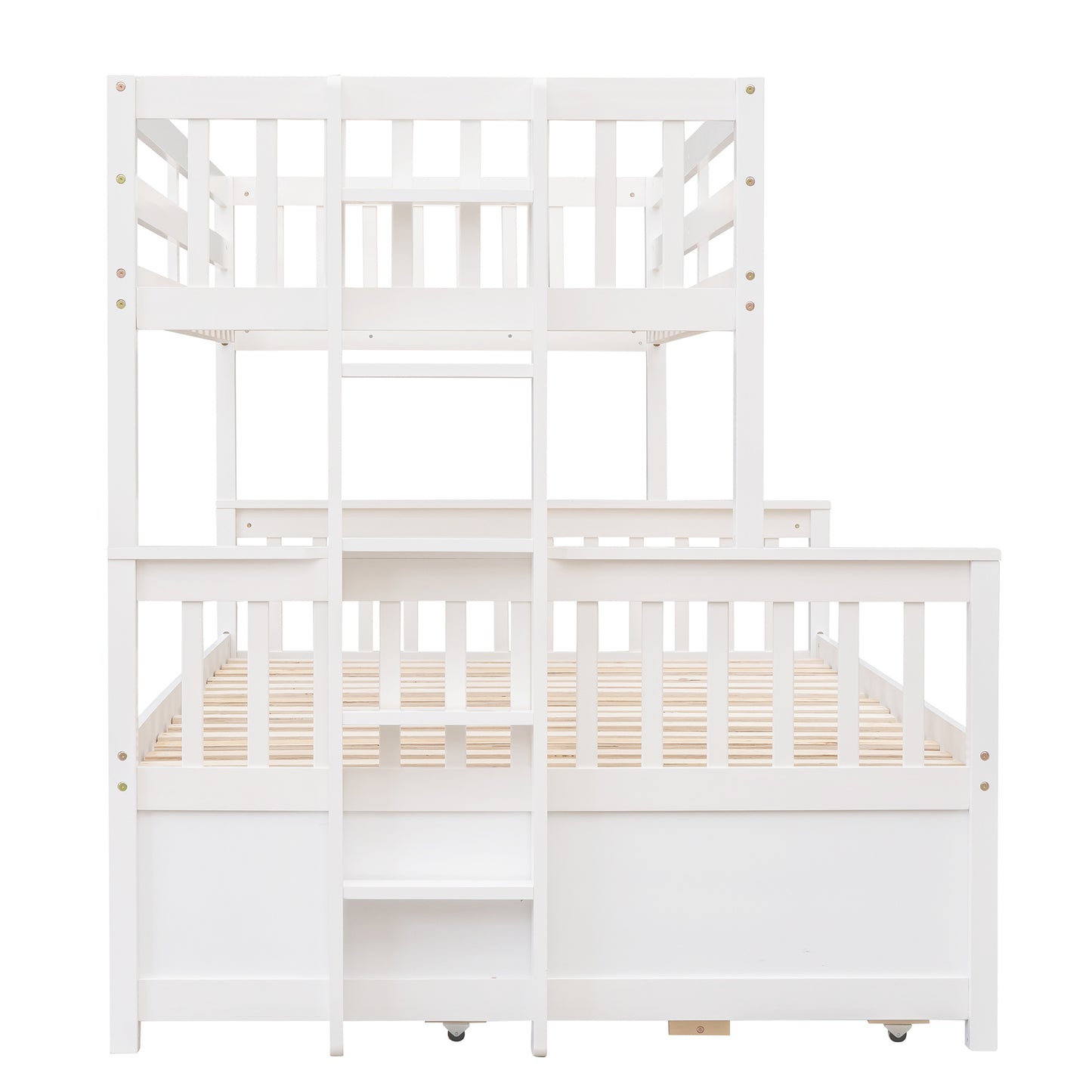 Twin-Over-Full Bunk Bed with Twin size Trundle ; Separable Bunk Bed with Drawers for Bedroom