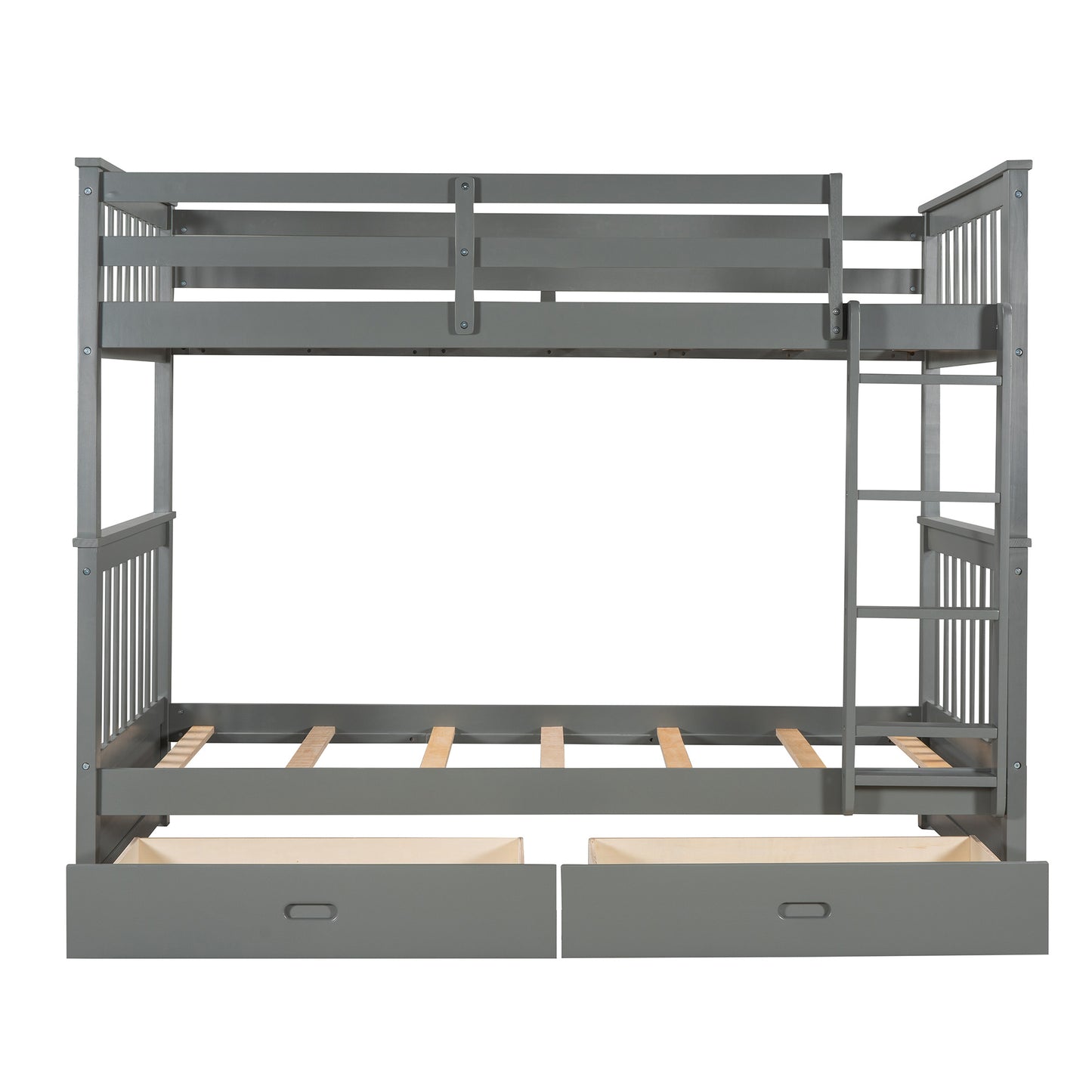 Twin-Over-Twin Bunk Bed with Ladders and Two Storage