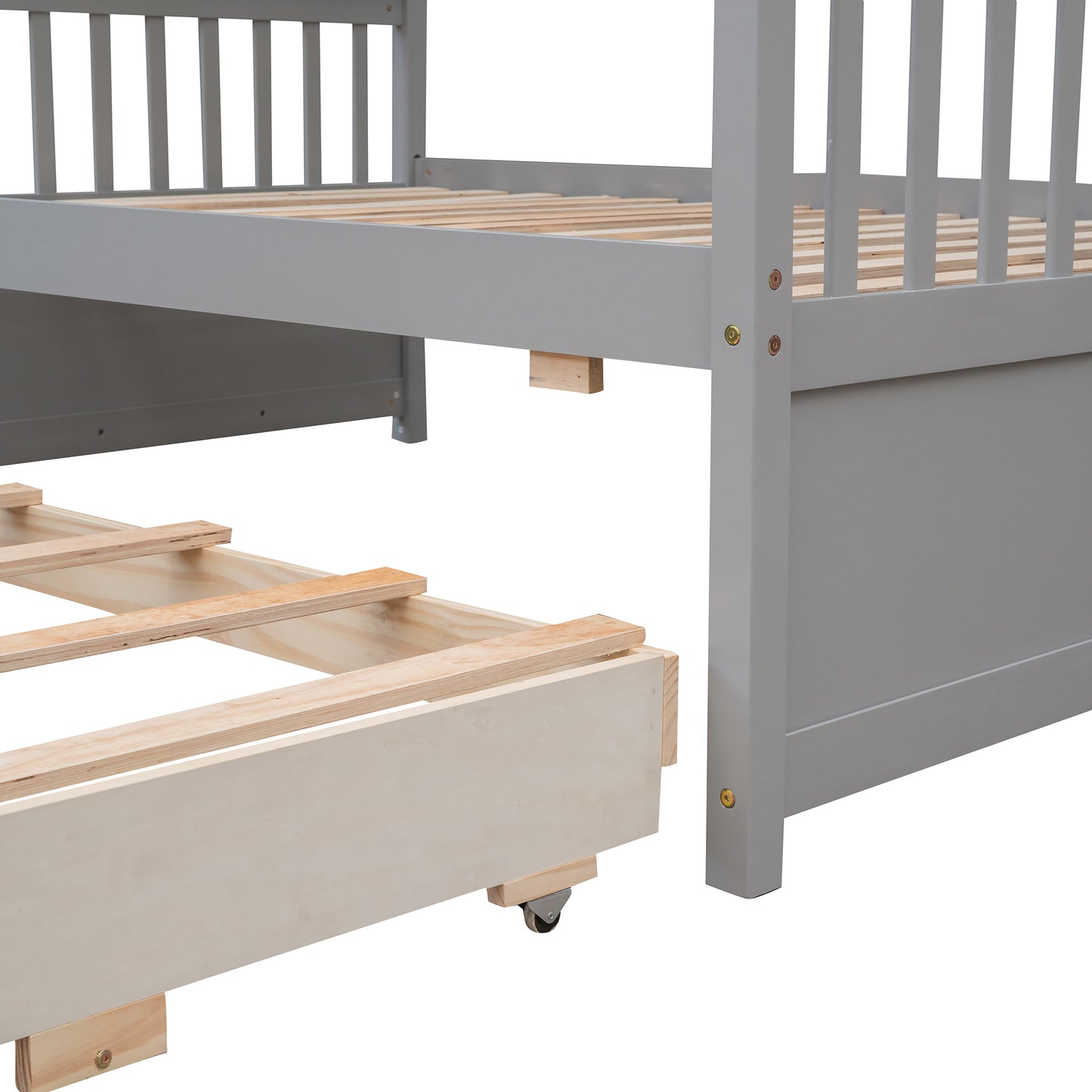 Twin-Over-Full Bunk Bed with Twin size Trundle ; Separable Bunk Bed with Drawers for Bedroom