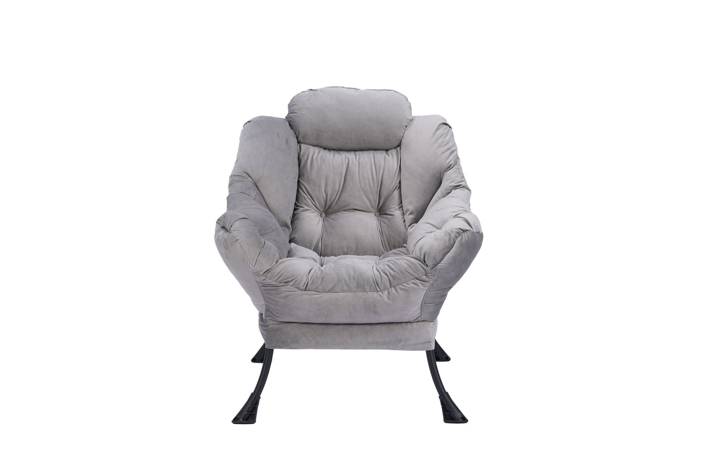 Living Room Chairs Modern Cotton Fabric Lazy Chair, Accent Contemporary Lounge Chair, Single Steel Frame Leisure Sofa Chair with Armrests and A Side Pocket (Light Gray)