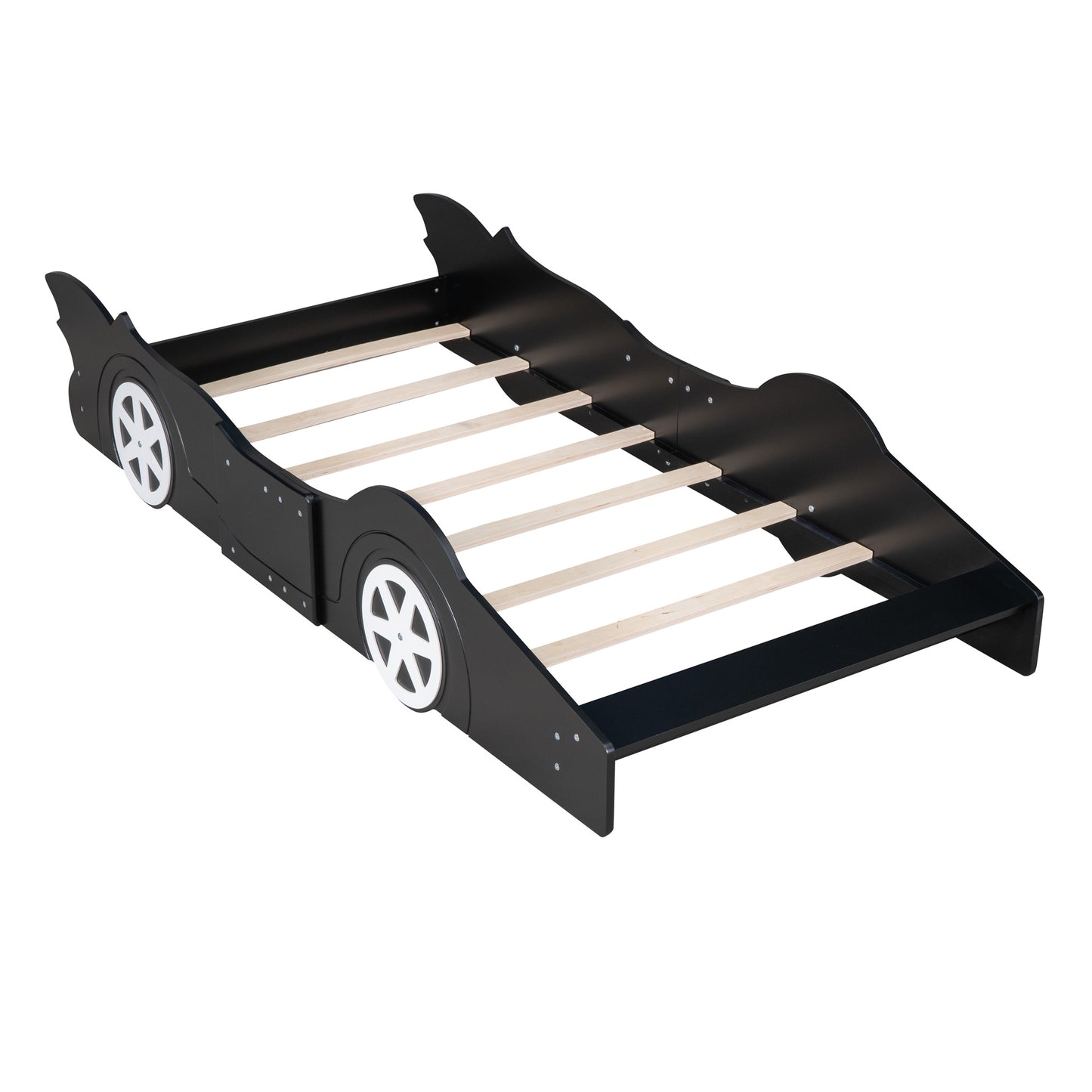 Twin Size Race Car-Shaped Platform Bed with Wheels
