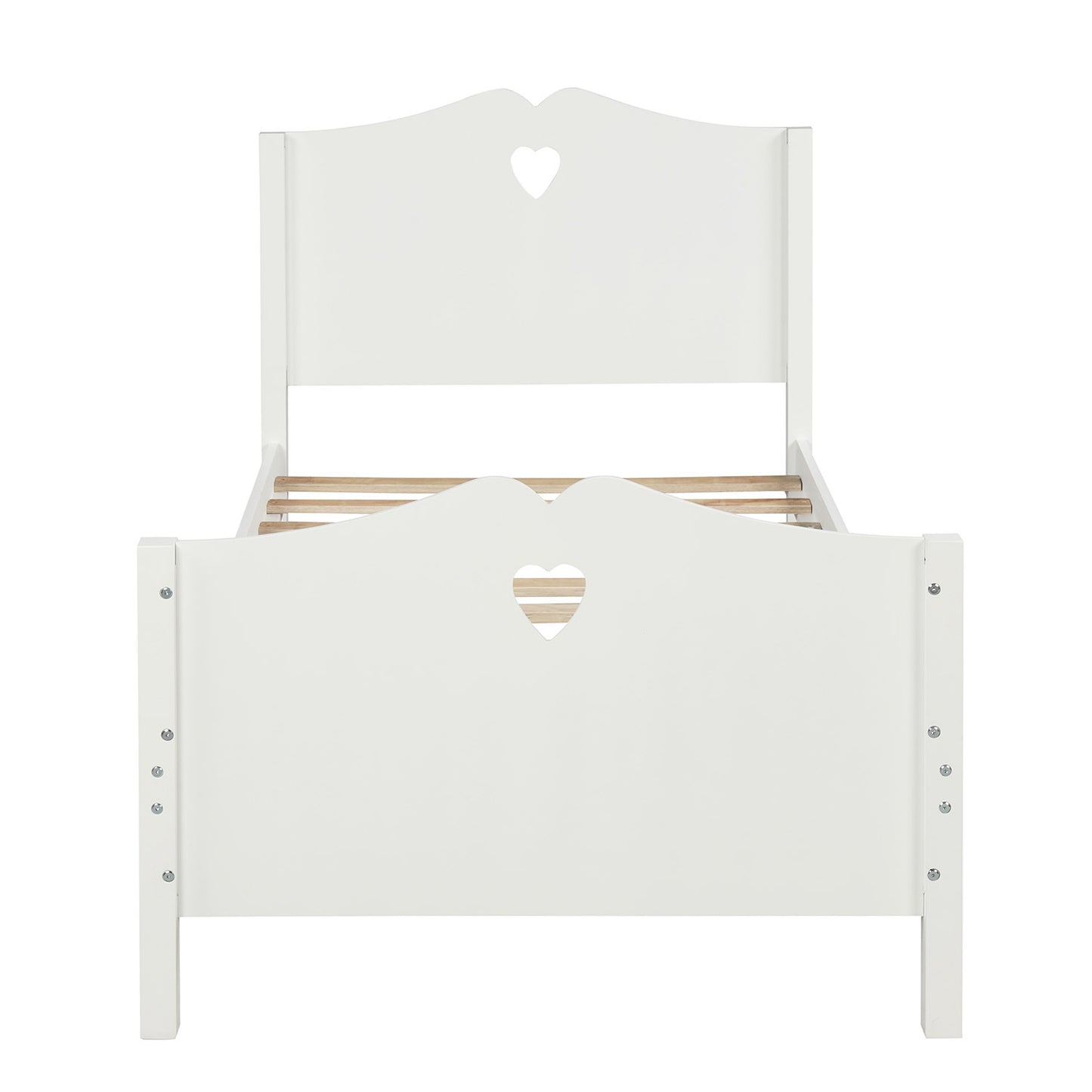 Twin Size Wood Platform Bed with Headboard,Footboard and Wood Slat Support