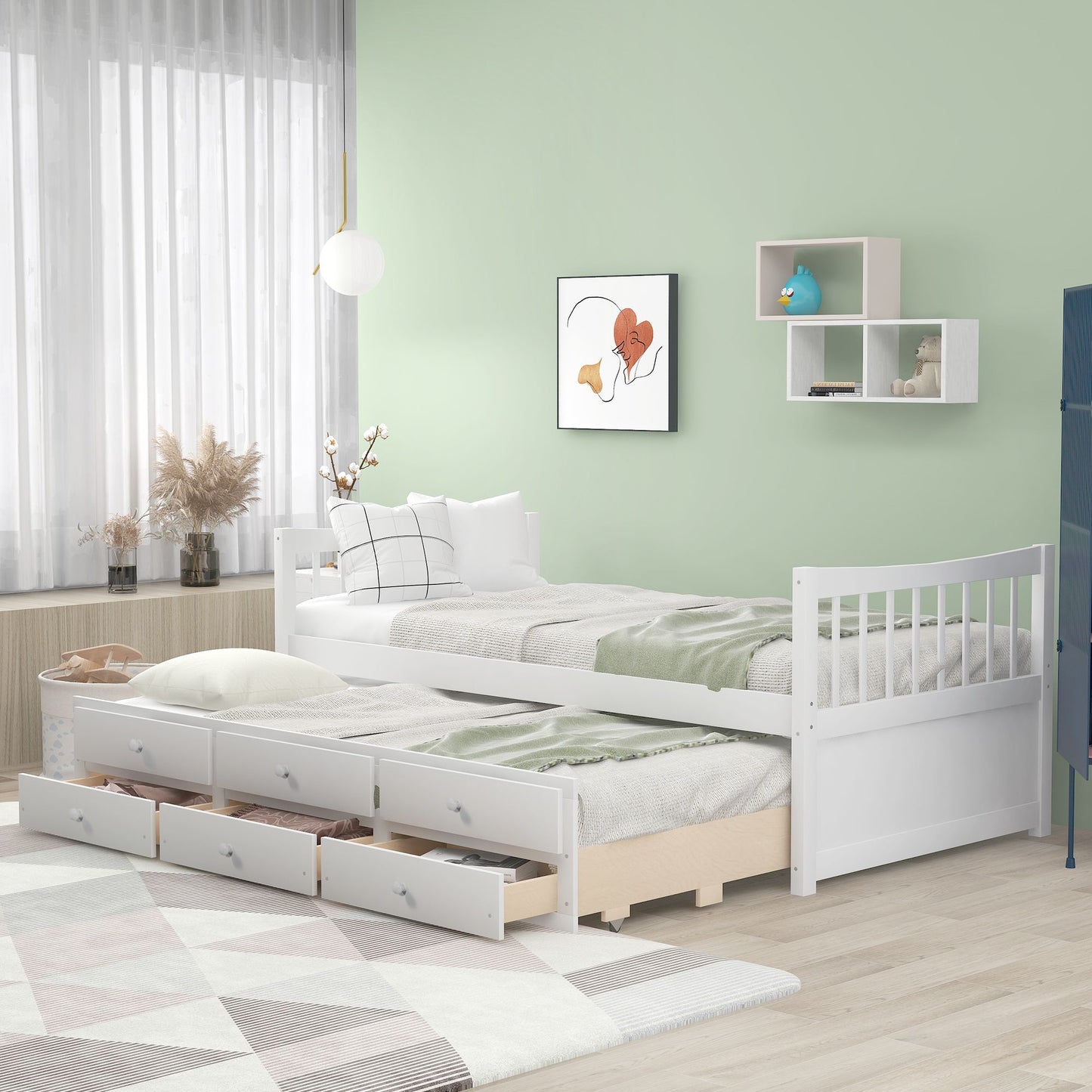 Daybed with Trundle and Drawers;  Twin Size