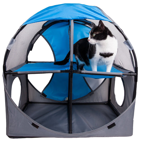 Pet Life Kitty-Play Obstacle Travel Cat House - Collapsible, Soft Folding Pet House for Cats & Kittens