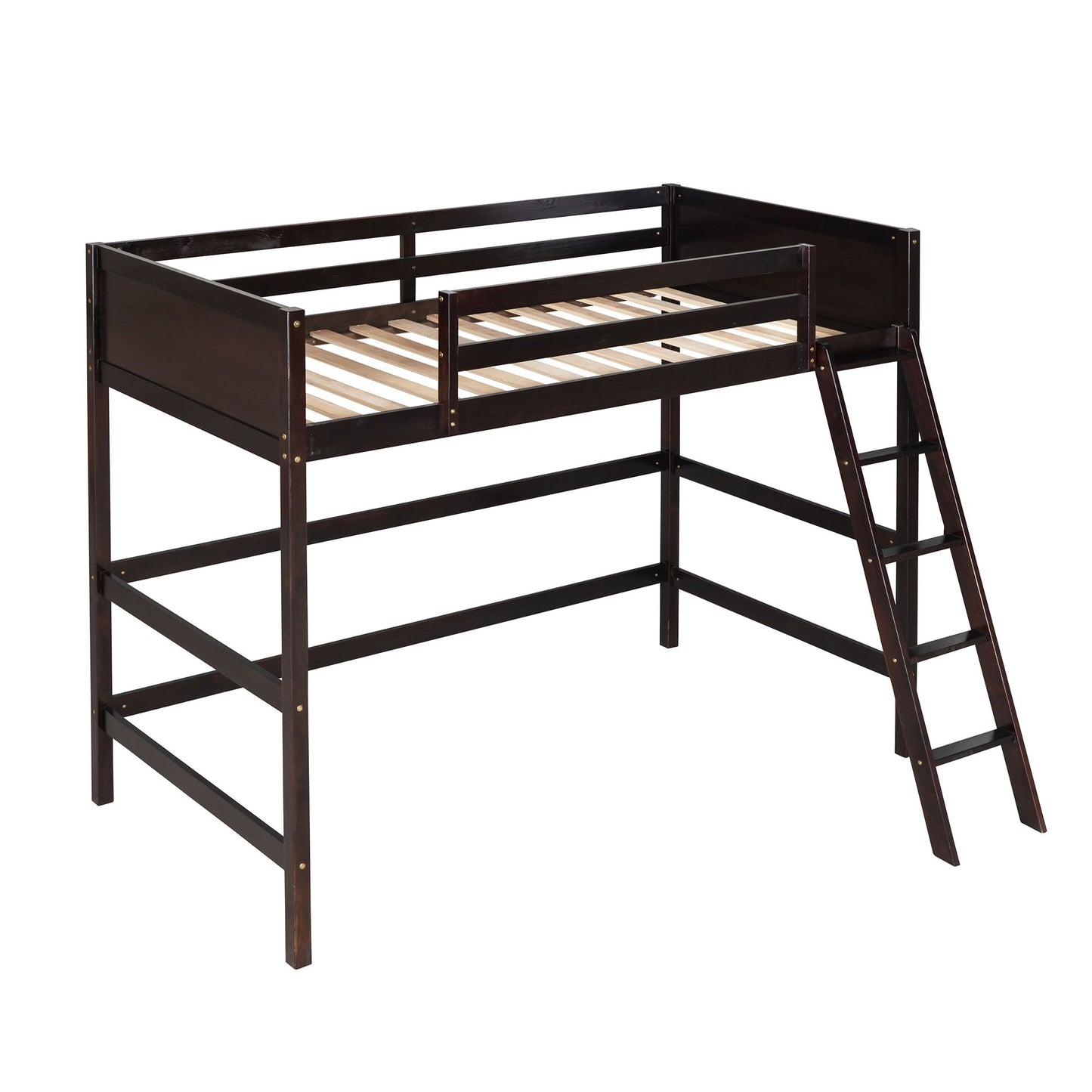 Solid Wood Twin Size Loft Bed with Ladde