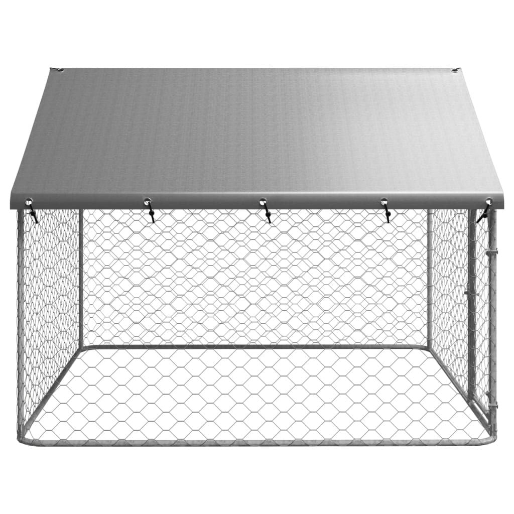 Outdoor Dog Kennel with Roof - Large 78.7” x 78.7” x 59.1” Enclosed Pet Shelter for Dogs