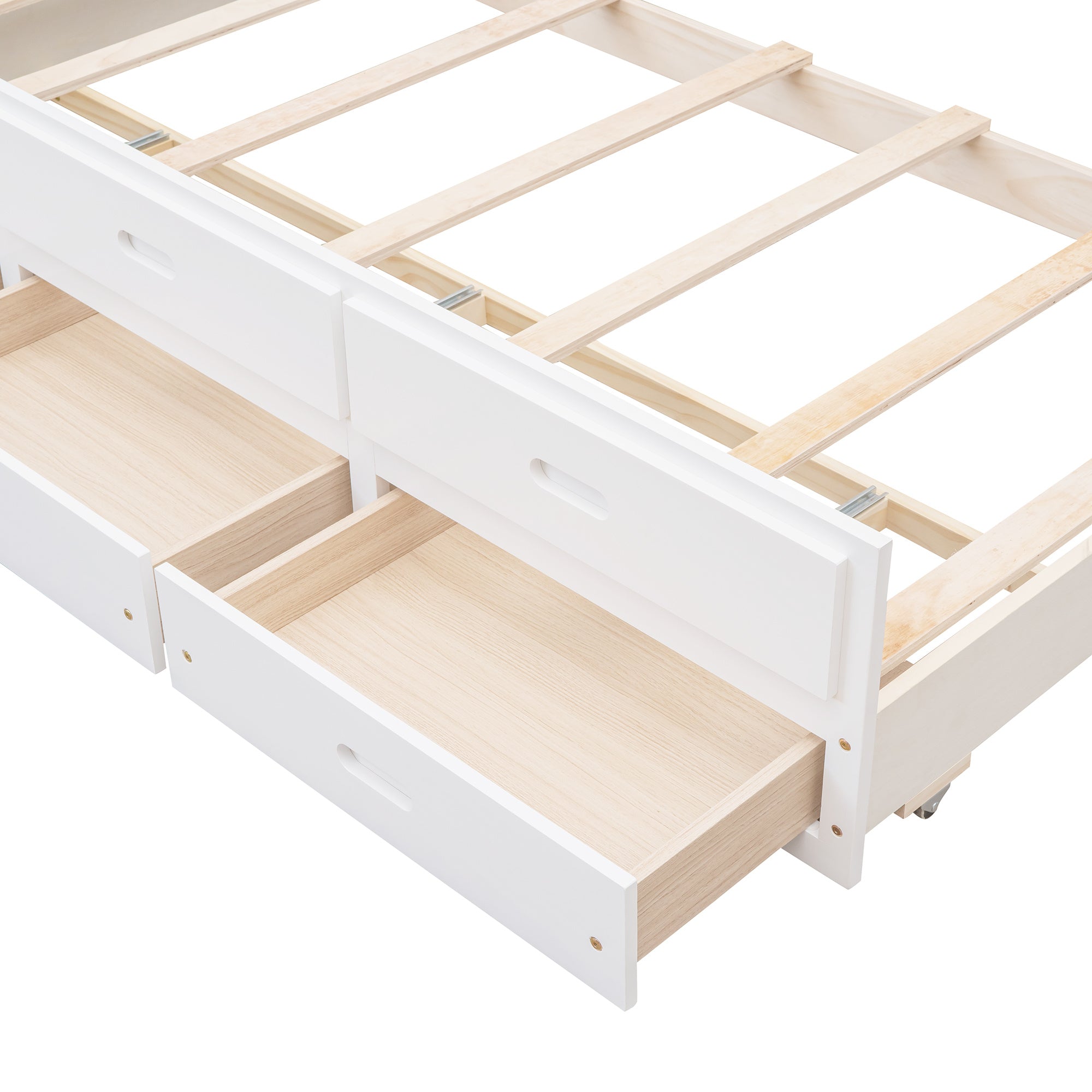 Twin-Over-Full Bunk Bed with Twin size Trundle ;  Separable Bunk Bed with Drawers for Bedroom