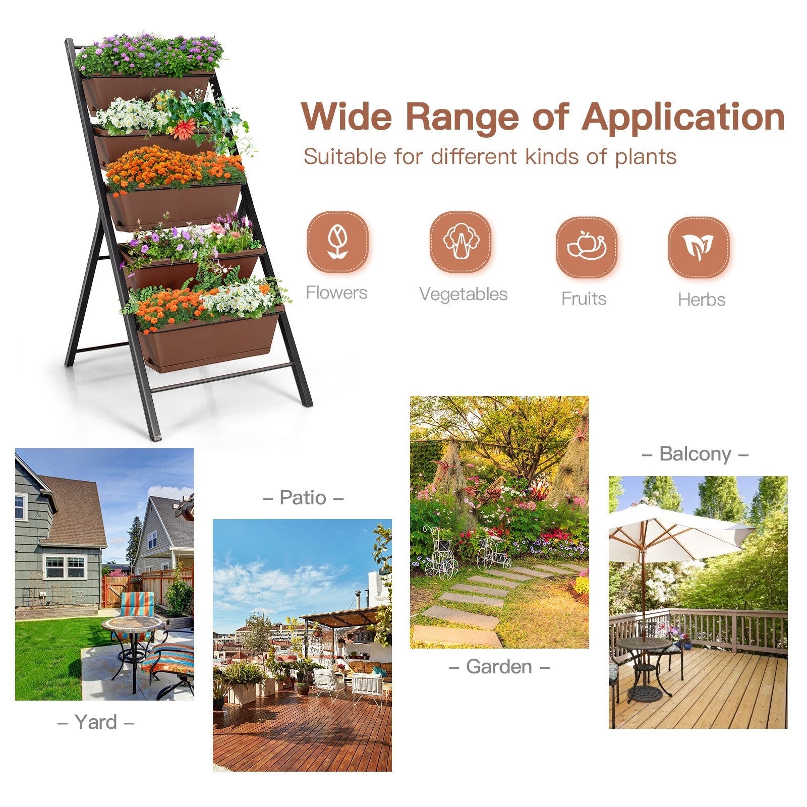 Unique Gifts by Leticia 5-Tier Vertical 4Ft Raised Garden Bed, Freestanding Garden Planter with 5 Container Boxes, Elevated Planter for Vegetables, Fruits, Flowers, Herbs, Good for Indoor & Outdoor Use (Green ) 1