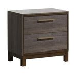 Contemporary 1pc Nightstand Two Tone Antique Gray Bedroom Furniture Nightstand Center Metal Glides Brass Bar Pulls