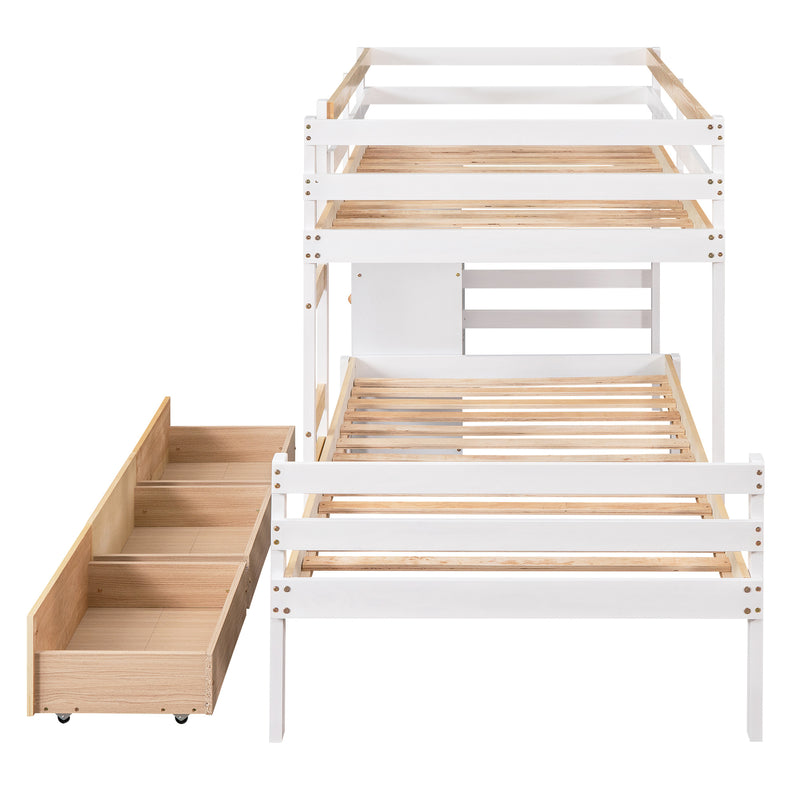 Twin over Twin Loft Bunk Bed with Drawers and Ladder