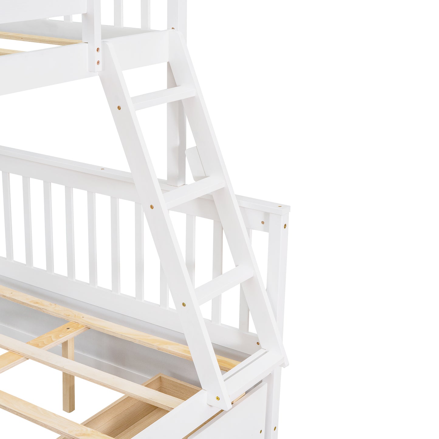 Twin-Over-Full Bunk Bed with Ladders and Two Storage Drawers