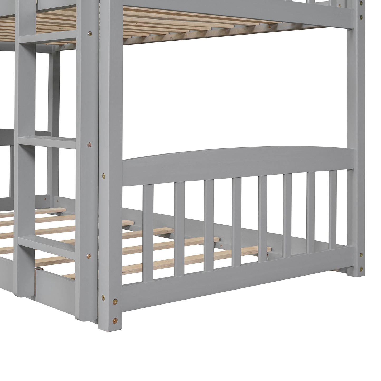 Twin Over Twin Bunk Bed with Slide, House Bed with Slide