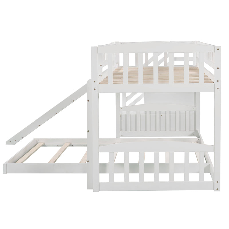 Stairway Twin over Twin Bunk Bed with Two Drawers and Slide