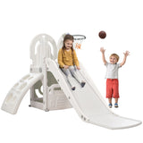 Toddler Climber and Slide Set 4 in 1, Kids Playground Climber Freestanding Slide Playset with Basketball Hoop Play Combination for Babies Indoor & Outdoor