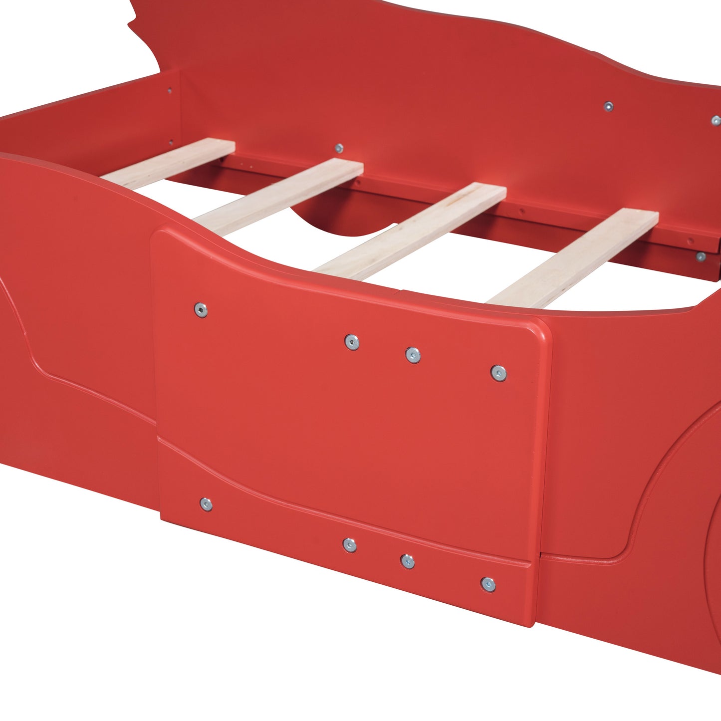 Twin Size Race Car-Shaped Platform Bed with Wheels