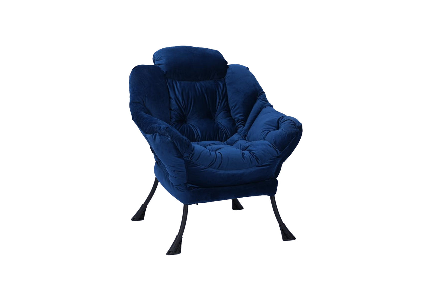 Living Room Chairs Modern Cotton Fabric Lazy Chair, Accent Contemporary Lounge Chair, Single Steel Frame Leisure Sofa Chair with Armrests and A Side Pocket (Blue)
