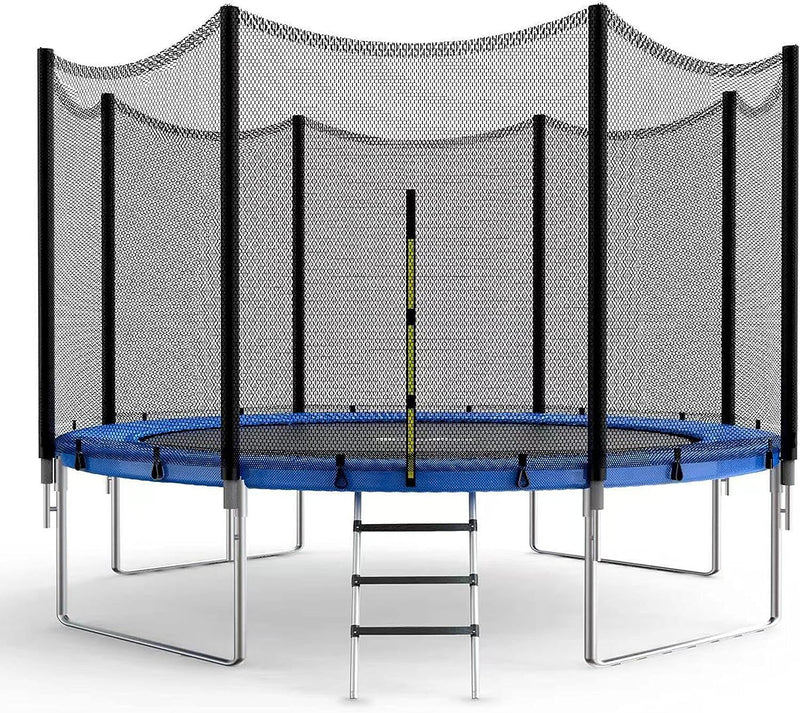 Simple Deluxe Trampoline for Kids with Safety Enclosure Net 14FT Wind Stakes Simple Deluxe 400LBS Weight Capacity Outdoor Backyards Trampolines with Non-Slip Ladder for Children Adults Family, Blue