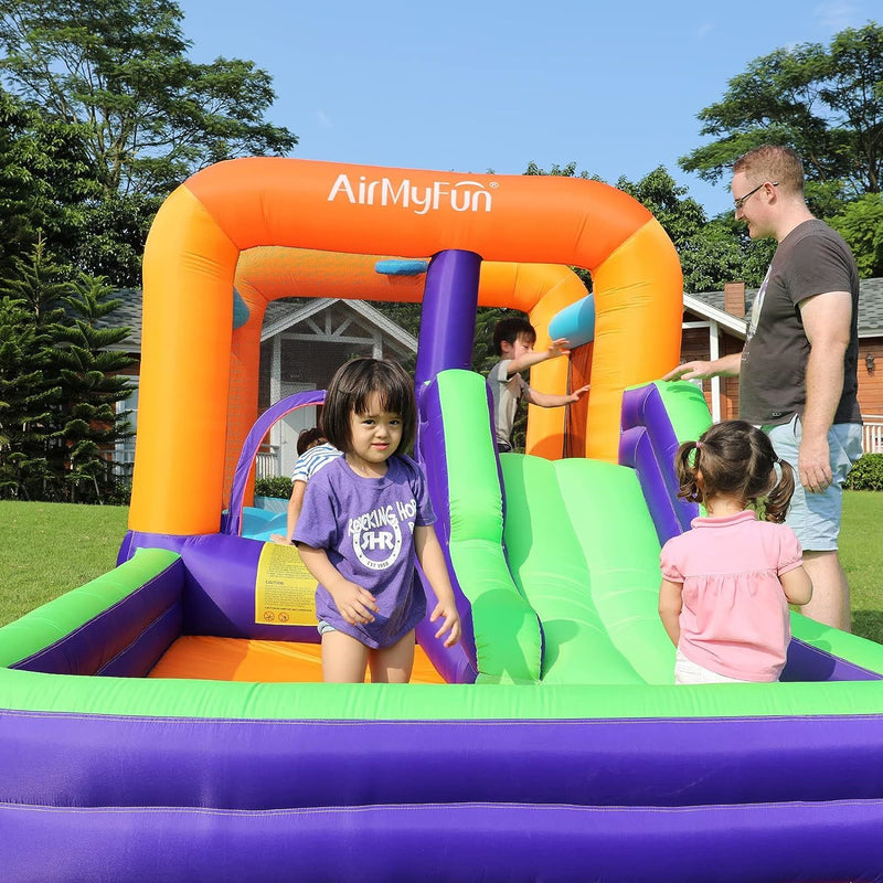 AirMyFun Inflatable Bouncy House for Kids Outdoor,Inflatable Bouncy Castle for Big Kids,Kids Bounce House with Blower for Indoor Party,Kids Slide Jumping House Inflatable,Blue