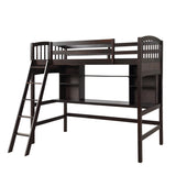 Twin size Loft Bed with Storage Shelves;  Desk and Ladder