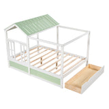 Full Size House Bed with Roof, Window and Drawer