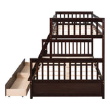 Twin-Over-Full Bunk Bed with Ladders and Two Storage Drawers