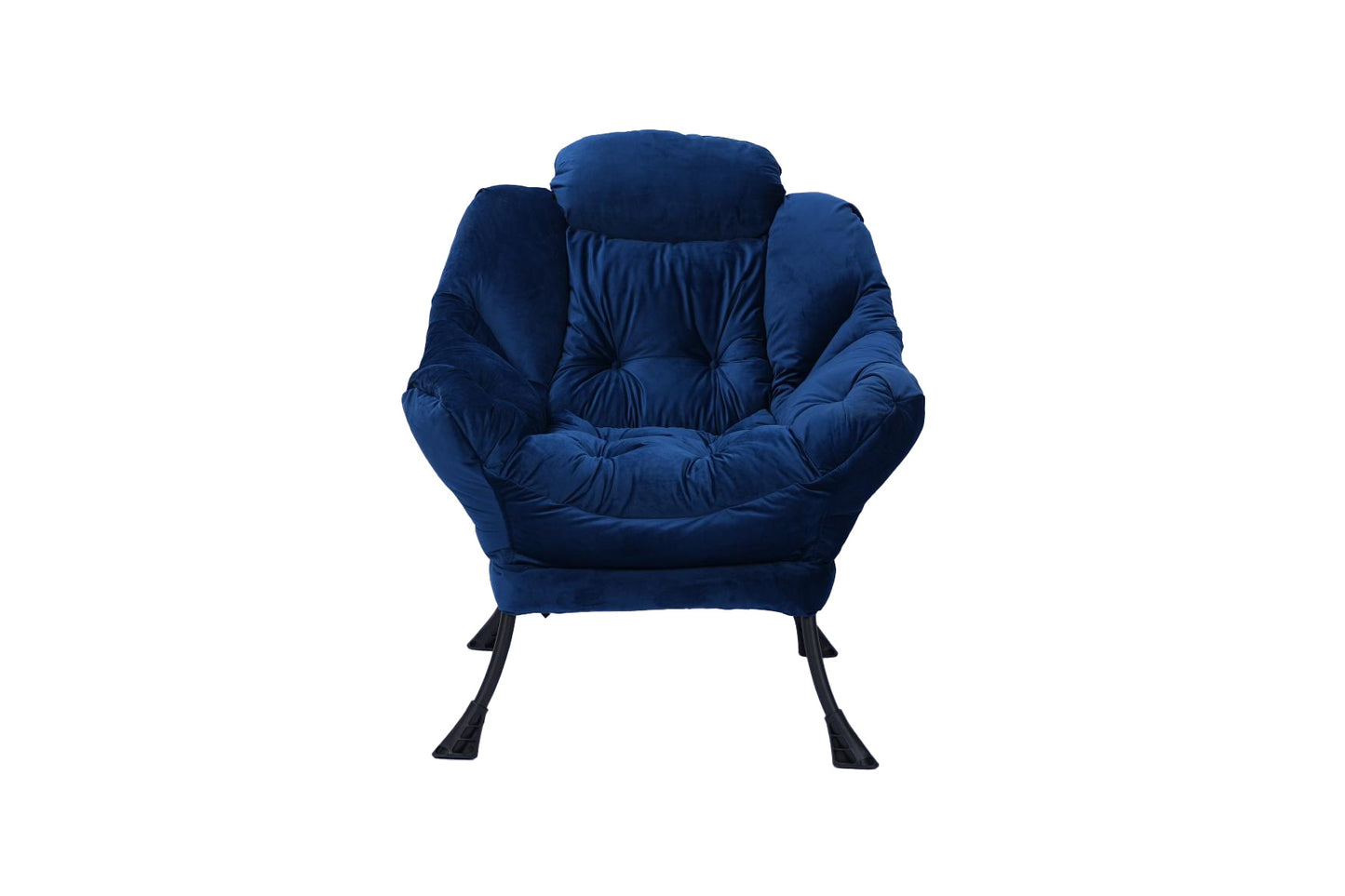 Living Room Chairs Modern Cotton Fabric Lazy Chair, Accent Contemporary Lounge Chair, Single Steel Frame Leisure Sofa Chair with Armrests and A Side Pocket (Blue)