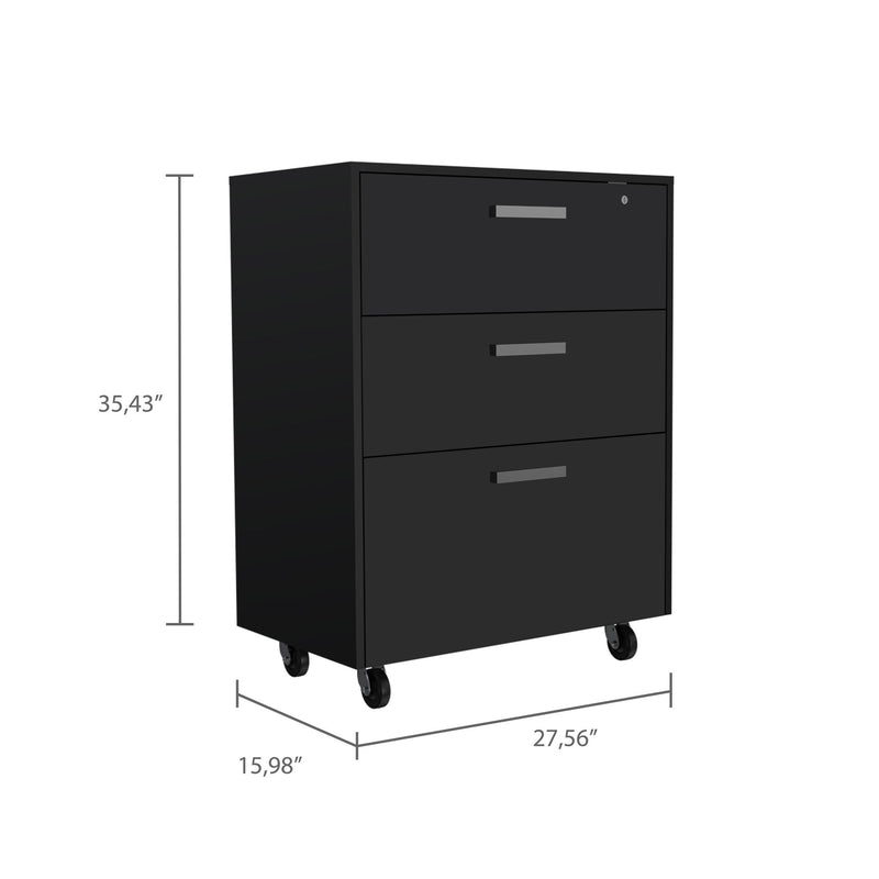 Medford 3-Drawer Rectangle Chest with Caster Black Wengue