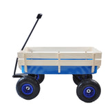 Outdoor Wagon All Terrain Pulling w/Wood Railing Air Tires Children Kid Garden