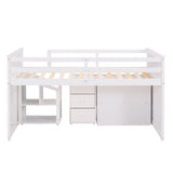 Loft Bed Low Study Twin Size Loft Bed With Storage Steps and Portable,Desk