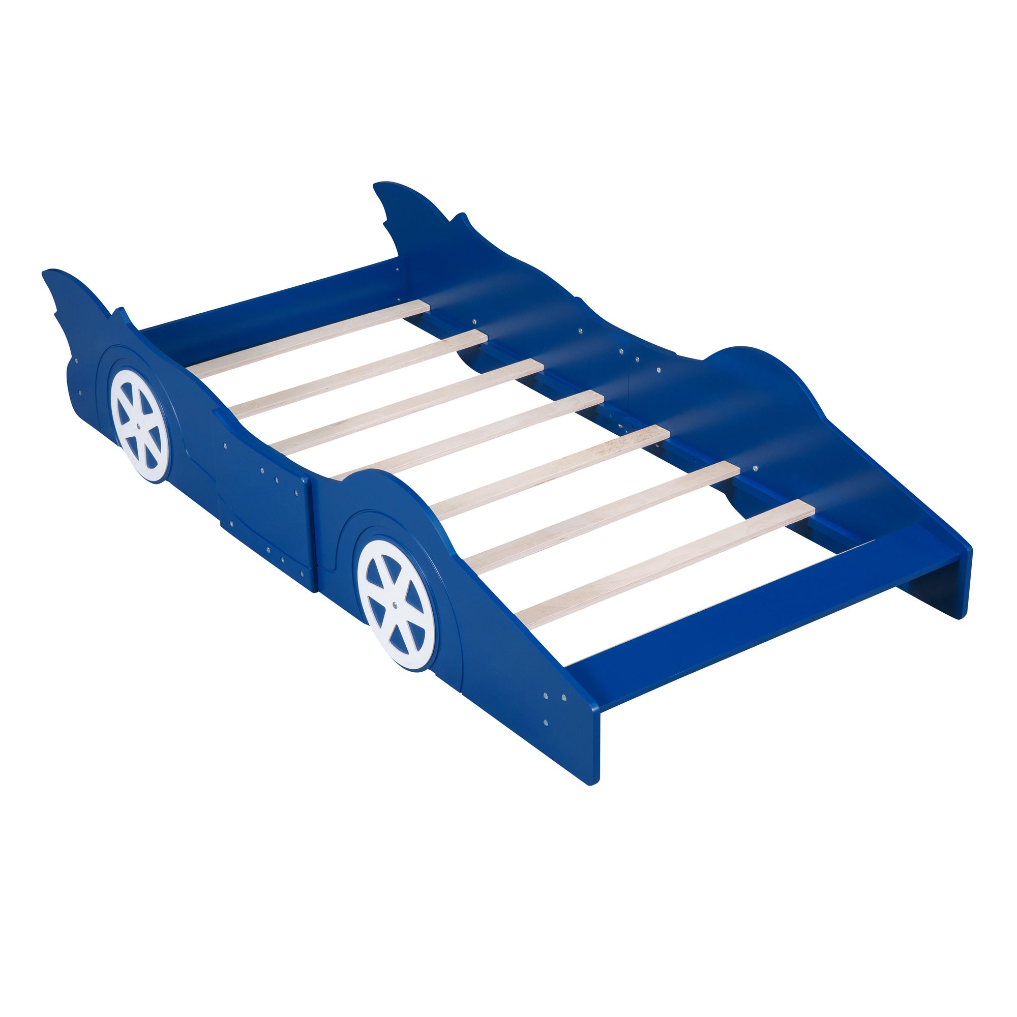 Twin Size Race Car-Shaped Platform Bed with Wheels