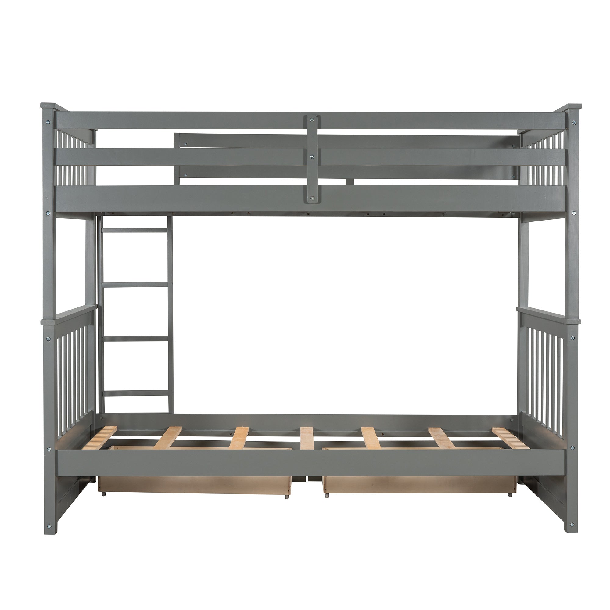 Twin-Over-Twin Bunk Bed with Ladders and Two Storage