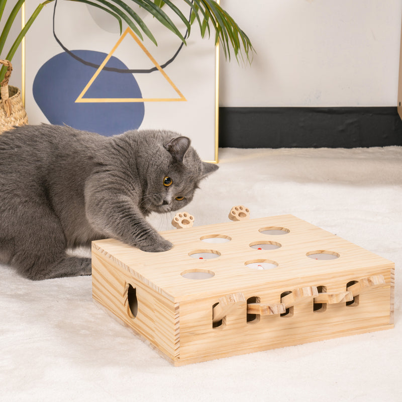 Cat Toy,Interactive Whack-a-mole Solid Wood Toys for Cats