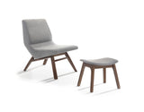 Whitney Modern Grey & Walnut Accent Chair & Ottoman