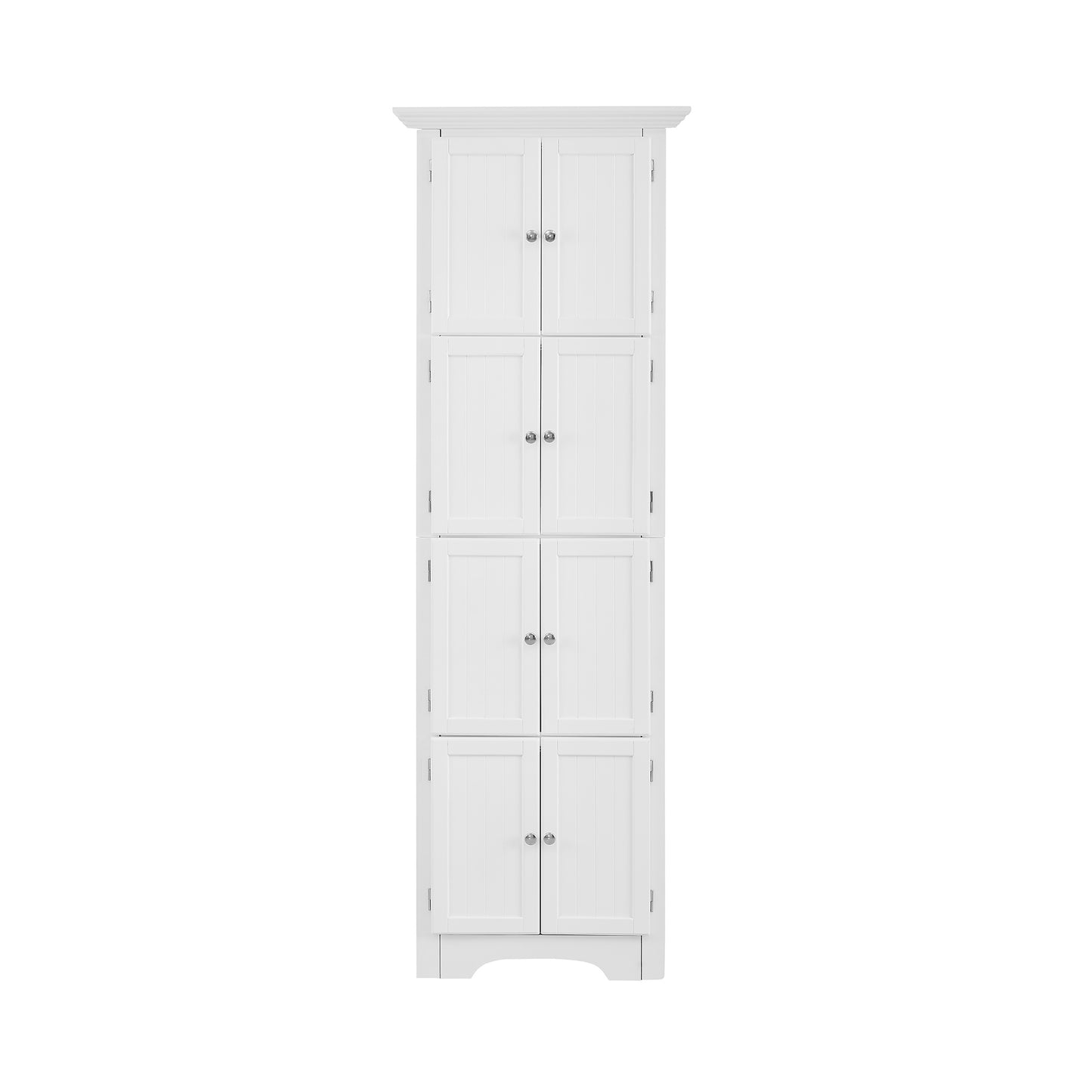 Tall Storage Cabinet with Doors and 4 Shelves for Living Room, Kitchen, Office, Bedroom, Bathroom, Modern, White