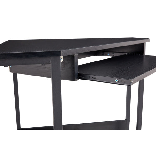 Computer Desk; Corner Desk With Smooth Keyboard Tray& Storage Shelves ; Compact Home Office; Small Desk With Sturdy Steel Frame As Workstation For Small Space; BLACK; 28.34''L 24''W 30.11''H
