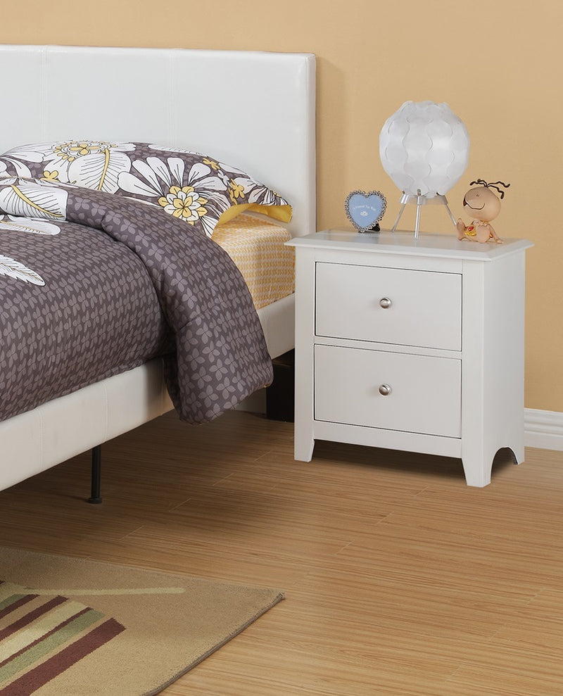 Bedroom Bed Side Table 1x Nightstand White Color Wooden 2 Drawers Table Nightstands