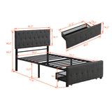 Twin Size Storage Bed Metal Platform Bed with a Big Drawer