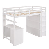 Twin size Loft Bed with Drawers,Desk,and Wardrobe