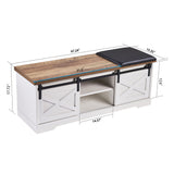 47 Inch Modern Farmhouse Sliding X Barn Door Litterbox Bench with Entry Cutout, Shoe Bench